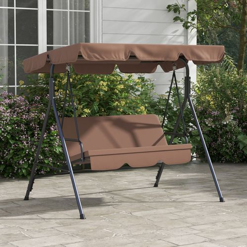Outsunny Outdoor 3-person Porch Swing Chair with Adjustable Canopy Black