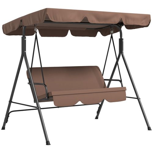 Outsunny Outdoor 3-person Porch Swing Chair with Adjustable Canopy Black
