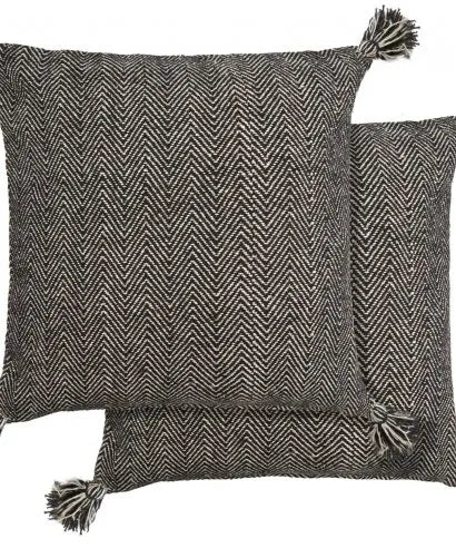 Black Hartley Two Tone Cotton Cushion Cover