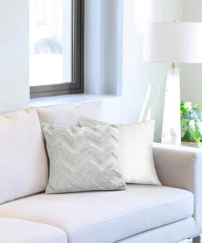 White Newton Zig Zag Cushion Cover