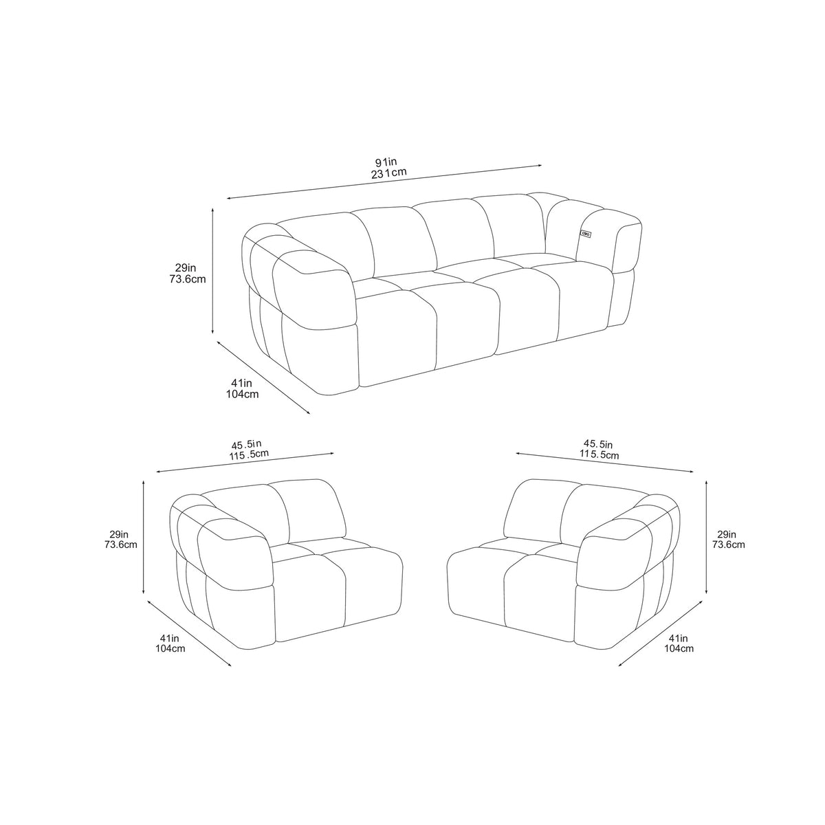 Arden 3 Seater Power Slider